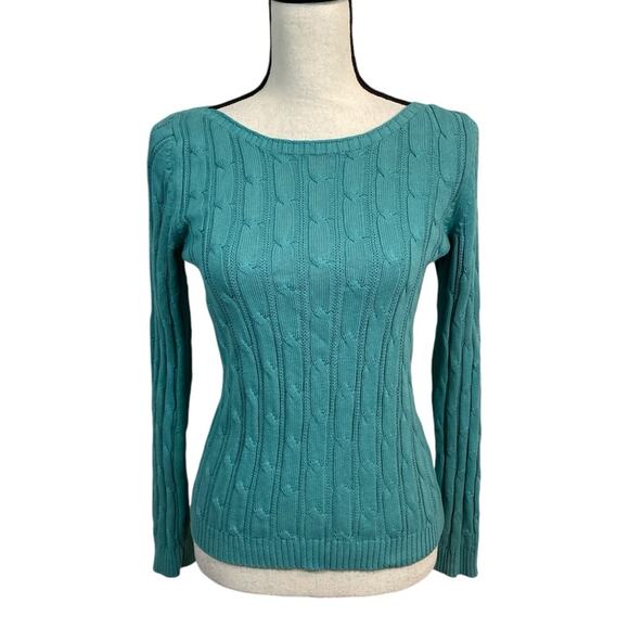 W Wear Made in Italy Jade Cotton Cable Knit Boat Neck Sweater Size Small - Picture 1 of 7